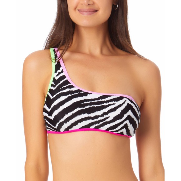 California Waves 3 piece bikini set pink/green/animal print medium - Picture 11 of 11
